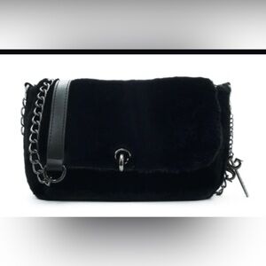 Gilda Paris Black Faux Fur Crossbody Bag
